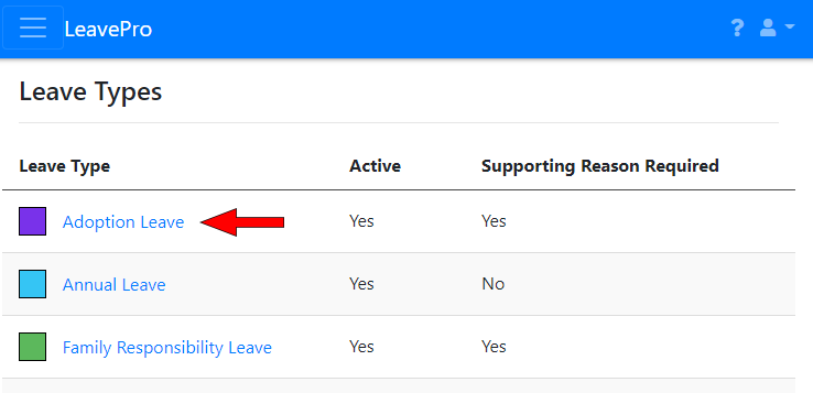 Editing leave types