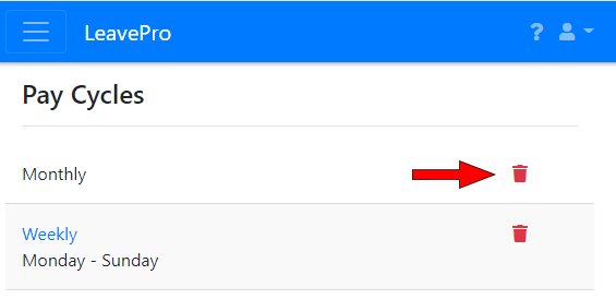Deleting a pay cycle