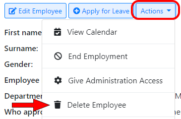 Delete Employee