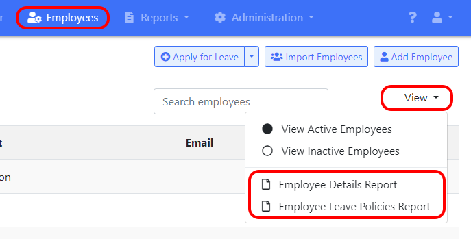 View inactive employees