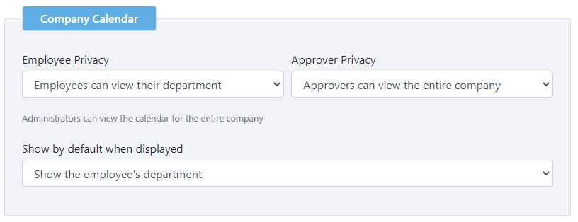 Company calendar settings