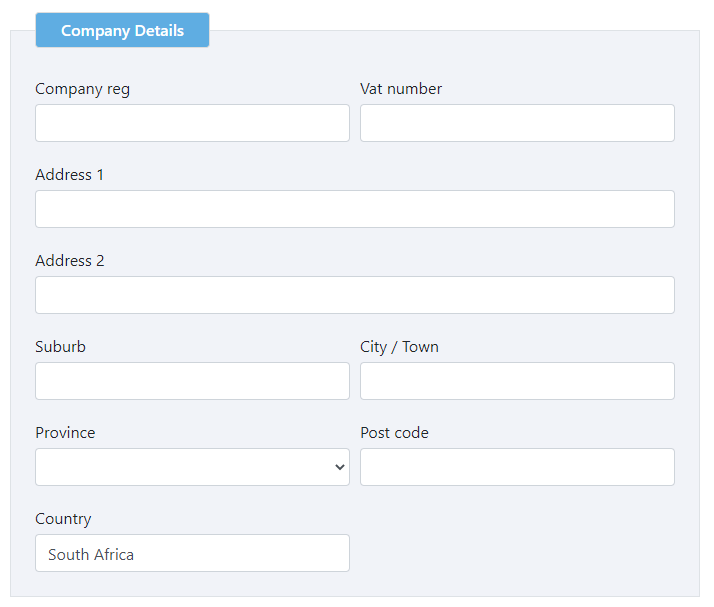 Company details settings