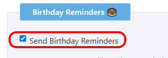 Birthday Reminders Setting