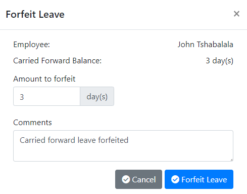 Forfeit Leave Carried Forward
