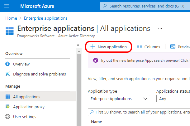 Azure - New Application