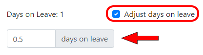 Adjust days on leave option