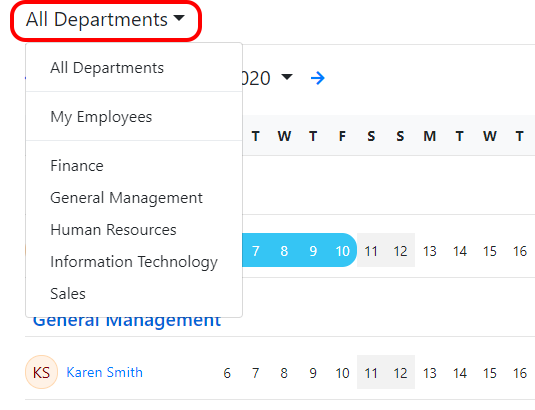 Select a department