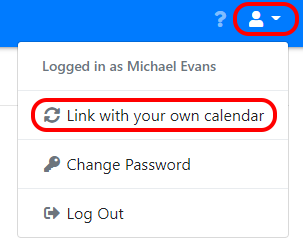 Link calendar menu option