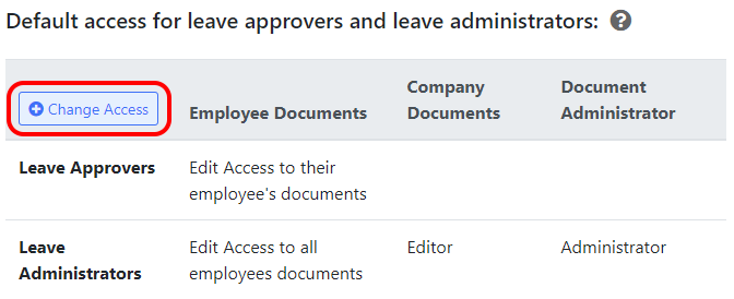 Change Access button